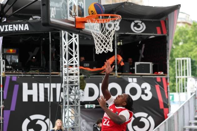 12.June. 2026 – Basketball – FIBA 3x3 World Tour Masters 2026-NED vs AUT-women-U23 NATIONS LEAGUE Oriakhi (Austria) Is in action during the match A1 Arena am Heumarkt A1 Arena am Heumarkt ,Vienna Vienna A1 Arena am Heumarkt AUSTRIA