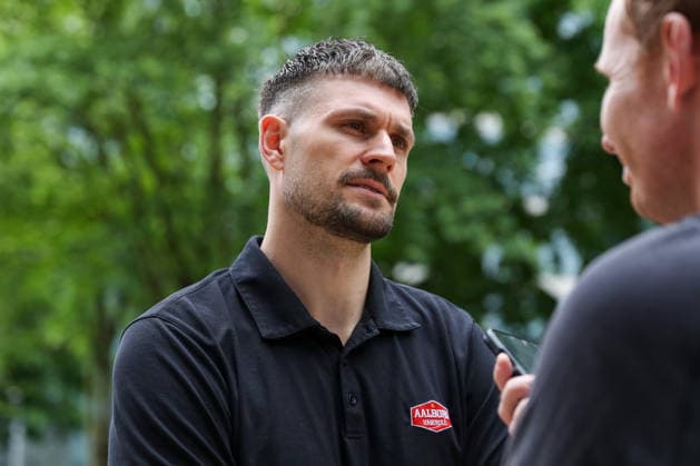 12.06.2026, xgox, Handball - EHF Champions League Media Day - und Abschlusstraining emspor, v.l. Martin Larsen (Aalborg, 15) Koeln
