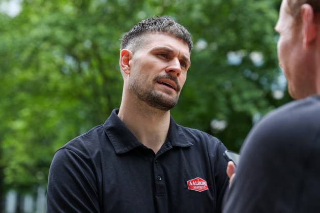 12.06.2026, xgox, Handball - EHF Champions League Media Day - und Abschlusstraining emspor, v.l. Martin Larsen (Aalborg, 15) Koeln