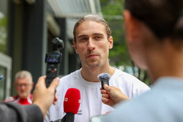 12.06.2026, xgox, Handball - EHF Champions League Media Day - und Abschlusstraining emspor, v.l. Juri Knorr (Aalborg, 21) Koeln