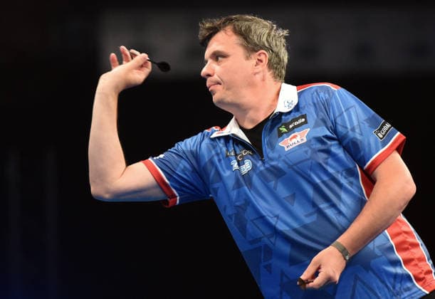 12.06.2026, xhbx, Dart World Cup of Darts 2026, v.l. Benjamin Pratnemer (Slowenien) (DFL DFB REGULATIONS PROHIBIT ANY USE OF PHOTOGRAPHS as IMAGE SEQUENCES and or QUASI-VIDEO) Frankfurt
