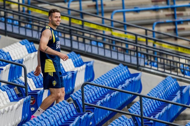 260612 Gabriel Gudmundsson of the Swedish national football team at a training session during day 2 of the FIFA World Cup, WM, Weltmeisterschaft, Fussball 2026 on June 12, 2026 in Dallas. Photo: Petter Arvidson BILDBYRAN kod PA PA1229 fotboll football soccer fotball vm fotbolls-vm fotball-vm fotbolls-vm 2026 fifa world cup 2026 träning practice training sverige sweden sverige a bbeng