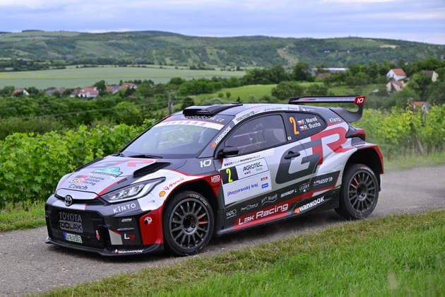 Agrotec Rally Hustopece, treti zavod mistrovstvi Ceske republiky v automobilovych soutezich, 12. cervna 2026, Hustopece, Breclavsko. Posadka Filip Mares a Radovan Bucha s vozidlem Toyota GR Yaris Rally2. (CTKxPhoto VaclavxSalek) CTKPhotoP2026061206497  CTKPhotoP2026061206497
