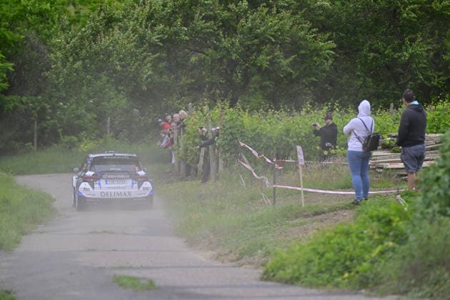 Agrotec Rally Hustopece, treti zavod mistrovstvi Ceske republiky v automobilovych soutezich, 12. cervna 2026, Hustopece, Breclavsko. Posadka Adam Brezik a Zdenek Belak s vozidlem Skoda Fabia RS Rally2. (CTKxPhoto VaclavxSalek) CTKPhotoP2026061206522  CTKPhotoP2026061206522