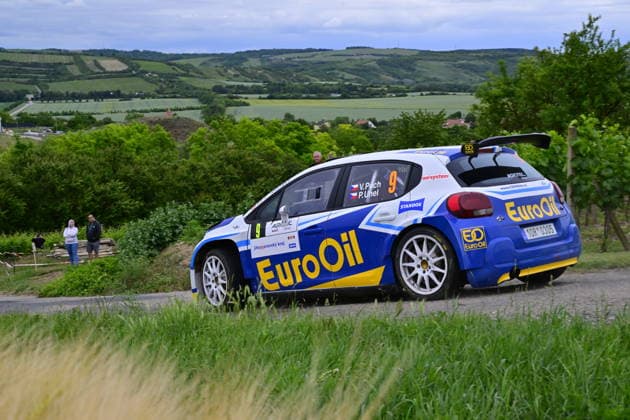 Agrotec Rally Hustopece, treti zavod mistrovstvi Ceske republiky v automobilovych soutezich, 12. cervna 2026, Hustopece, Breclavsko. Posadka Vaclav Pech a Petr Uhel s vozidlem Citroen C3 Rally2. (CTKxPhoto VaclavxSalek) CTKPhotoP2026061206544  CTKPhotoP2026061206544