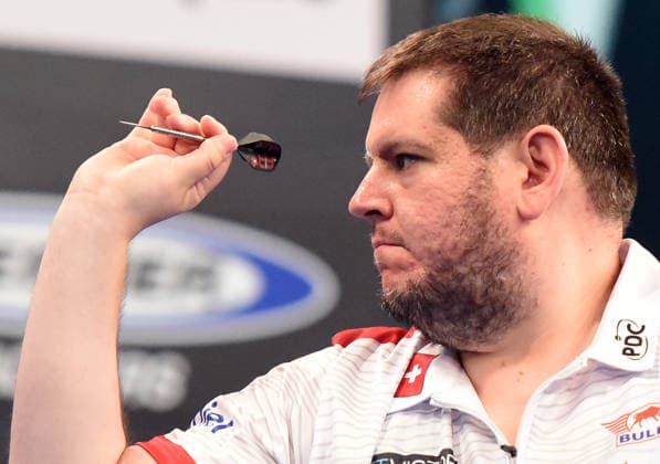 12.06.2026, xhbx, Dart World Cup of Darts 2026, v.l. Stefan Bellmont (Schweiz) (DFL DFB REGULATIONS PROHIBIT ANY USE OF PHOTOGRAPHS as IMAGE SEQUENCES and or QUASI-VIDEO) Frankfurt
