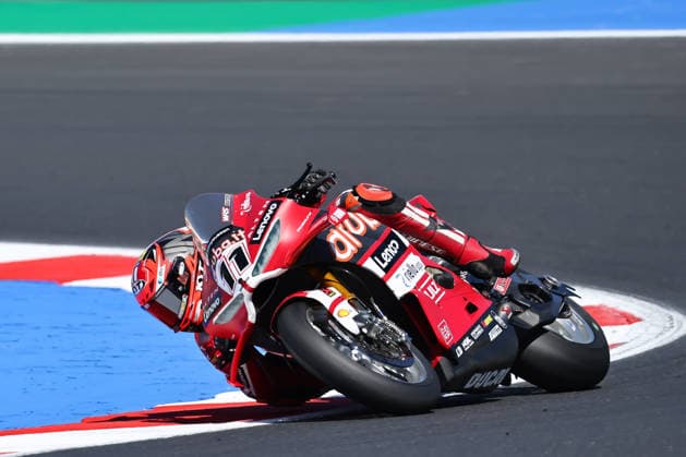 IPA85612530 - Nicolo Bulega (ITA) on a Ducati Panigale V4R, Aruba.It Racing - Ducati, during the FIM Superbike World Championship, WM, Weltmeisterschaft Pirelli Emilia Romagna Round at the Misano World Circuit Marco Simoncelli, Misano Adriatico, Italy on June 12, 2026 during the Pirelli Emilia Romagna Round, World Superbike (SBK) race in Italy, Italy, June 12, 2026  Copyright: xValerioxOrigo IPAxSportx xx 85612530