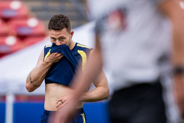 260612 Gabriel Gudmundsson of the Swedish national football team at a training session during day 2 of the FIFA World Cup, WM, Weltmeisterschaft, Fussball 2026 on June 12, 2026 in Dallas. Photo: Petter Arvidson BILDBYRAN kod PA PA1229 fotboll football soccer fotball vm fotbolls-vm fotball-vm fotbolls-vm 2026 fifa world cup 2026 träning practice training sverige sweden sverige a bbeng