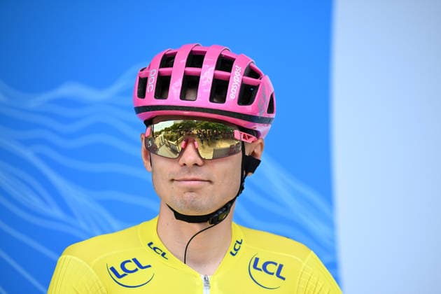Tour Auvergne - Rhone-Alpes 2026 Stage 6 EF Education - EasyPost s French rider Alex Baudin yellow jersey during the 6th stage of the Tour Auvergne-Rhone-Alpes cycling race , 182,3km between Saint-Vulbas and Crest-Voland in the French Alps on June 12, 2026. SAINT VULBASFrance  Copyright: xMouradxAllilix