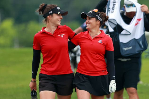 Dow Championship Midland, MI - JUNE 12: Teammates Benedetta Moresco of Italy (left) and rookie Carolina Melgrati of Italy (right) walk together to the second tee during the second round of the Dow Championship at Midland Country Club on June 12, 2026 in Midland, Michigan. Midland Michigan United States  Copyright: xAmyxLemusx originalFilename:lemus-dowchamp260612_npeOm.jpg