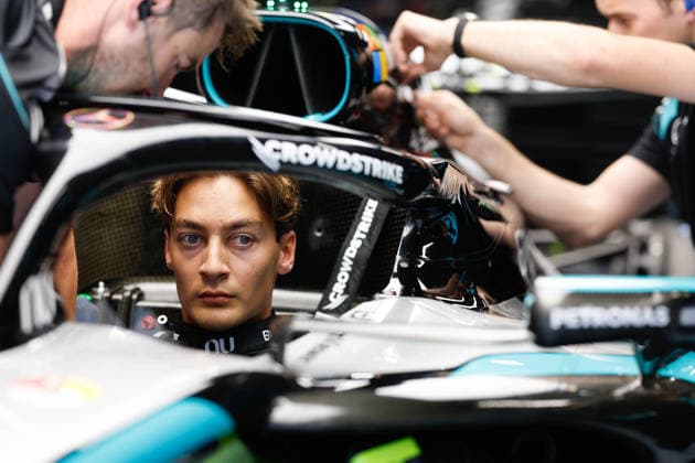 RUSSELL George (gbr), Mercedes AMG F1 Team W17, portrait during the Formula 1 Barcelona-Catalunya Grand Prix 2026, 7th round of the 2026 Formula One World Championship, WM, Weltmeisterschaft from June 12 to 14, 2026 on the Circuit de Barcelona-Catalunya, in Montmelo, Spain - Photo: Hoch Zwei Montmelo Spain