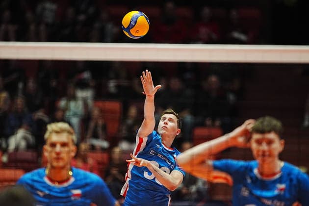 Ondrej Roman (CZE) in action during the European Volleyball League match Bosnia and Herzegovina vs. Czech Republic, in Jihlava, June 12, 2026. (CTKxPhoto JaroslavxSvoboda) CTKPhotoP2026061206848  CTKPhotoP2026061206848