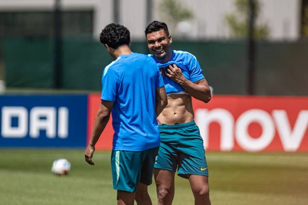 Treino da Seleção Brasileira NOVA JERSEY, NJ - 11.06.2028: TREINO DA SELEcaO BRASILEIRA - Casemiro during the last training session of the Brazilian national team, Nationalteam held at Columbia Park Training Facility, in Morristown, New Jersey, United States, this Friday (12), in preparation for the match against Morocco for the 2026 FIFA World Cup, WM, Weltmeisterschaft, Fussball (Photo: Danilo Fernandes Fotoarena) x2960564x  DaniloxFernandes