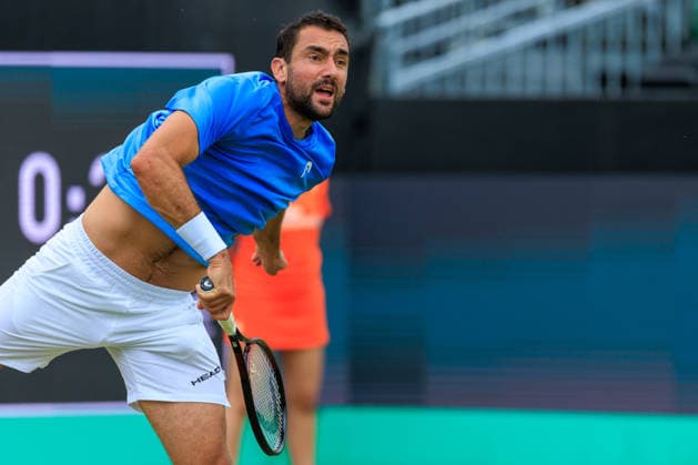 2026-06-12 - Libema Open 2026 ROSMALEN, NETHERLANDS - JUNE 12: Marin Cilic of Croatia during the Libema Open 2026 at Autotron on June 12, 2026 in Rosmalen, Netherlands Rosmalen Autotron Netherlands Content not available for redistribution in The Netherlands directly or indirectly through any third parties. Copyright: xMarcelxvanxPlateringenx