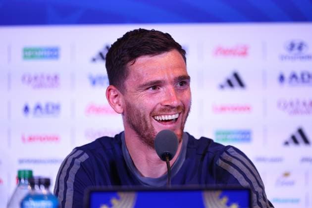 Andy Robertson of Scotland Scotland press conference, PK, Pressekonferenz 2026 FIFA World Cup, WM, Weltmeisterschaft, Fussball Football, Boston Stadium, Foxborough, Massachusetts, USA - 12 Jun 2026Foxborough Boston Stadium Massachusetts (MA) United States of America EDITORIAL USE ONLY No use with unauthorised audio, video, data, fixture lists, club league logos or live services. Online in-match use limited to 120 images, no video emulation. No use in betting, games or single club league player publications.  Copyright: xMichaelxZemanek Shutterstockx 16919998r