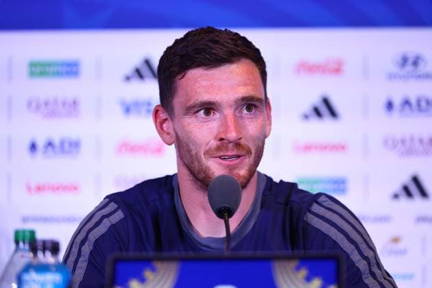 Andy Robertson of Scotland Scotland press conference, PK, Pressekonferenz 2026 FIFA World Cup, WM, Weltmeisterschaft, Fussball Football, Boston Stadium, Foxborough, Massachusetts, USA - 12 Jun 2026Foxborough Boston Stadium Massachusetts (MA) United States of America EDITORIAL USE ONLY No use with unauthorised audio, video, data, fixture lists, club league logos or live services. Online in-match use limited to 120 images, no video emulation. No use in betting, games or single club league player publications.  Copyright: xMichaelxZemanek Shutterstockx 16919998s