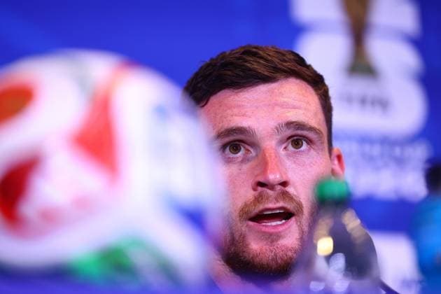 Andy Robertson of Scotland Scotland press conference, PK, Pressekonferenz 2026 FIFA World Cup, WM, Weltmeisterschaft, Fussball Football, Boston Stadium, Foxborough, Massachusetts, USA - 12 Jun 2026Foxborough Boston Stadium Massachusetts (MA) United States of America EDITORIAL USE ONLY No use with unauthorised audio, video, data, fixture lists, club league logos or live services. Online in-match use limited to 120 images, no video emulation. No use in betting, games or single club league player publications.  Copyright: xMichaelxZemanek Shutterstockx 16919998o