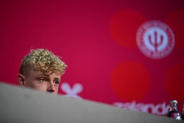 Belgium s Joaquin Seys pictured during a press conference, PK, Pressekonferenz of Belgian national soccer team Red Devils in their base camp, home of the Seattle Sounders, Renton, Seattle, USA, on Friday 12 June 2026. The Red Devils prepare for the 2026 FIFA World Cup, WM, Weltmeisterschaft, Fussball DIRKxWAEM  x177369952x