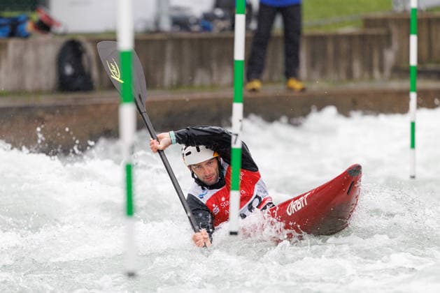 Stefan Hengst (GER) bei ICF CANOE SLALOM WORLD CUP, Kanusport, Männer, Kajak, 2026, am 12.06.2026 in Augsburg, Eiskanal. Bayern Deutschland