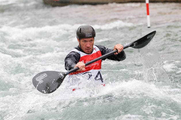 Martin Halcin (SVK) bei ICF CANOE SLALOM WORLD CUP, Kanusport, Männer, Kajak, 2026, am 12.06.2026 in Augsburg, Eiskanal. Bayern Deutschland