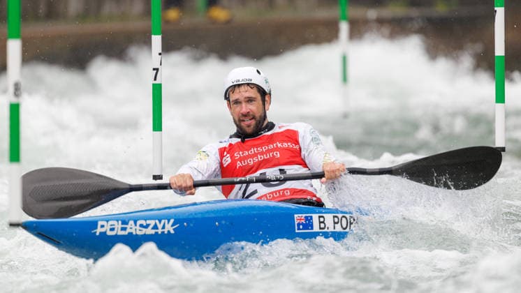 Benjamin Pope (AUS) bei ICF CANOE SLALOM WORLD CUP, Kanusport, Männer, Kajak, 2026, am 12.06.2026 in Augsburg, Eiskanal. Bayern Deutschland