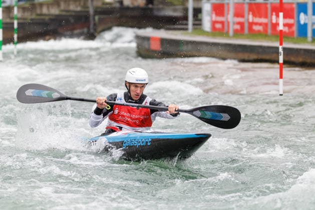 Martin Srabotnik (SLO) bei ICF CANOE SLALOM WORLD CUP, Kanusport, Männer, Kajak, 2026, am 12.06.2026 in Augsburg, Eiskanal. Bayern Deutschland