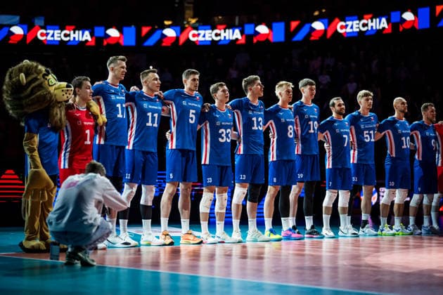 Czech team line up, Mannschaftsbild, Totale prior to the European Volleyball League match Bosnia and Herzegovina vs. Czech Republic, in Jihlava, June 12, 2026. (CTKxPhoto JaroslavxSvoboda) CTKPhotoP2026061207130  CTKPhotoP2026061207130