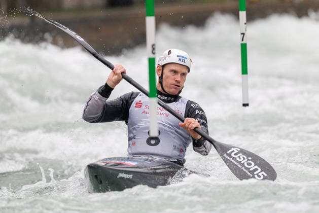 Finn Butcher (NZL) bei ICF CANOE SLALOM WORLD CUP, Kanusport, Männer, Kajak, 2026, am 12.06.2026 in Augsburg, Eiskanal. Bayern Deutschland