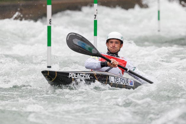Lucien Delfour (AUS) bei ICF CANOE SLALOM WORLD CUP, Kanusport, Männer, Kajak, 2026, am 12.06.2026 in Augsburg, Eiskanal. Bayern Deutschland
