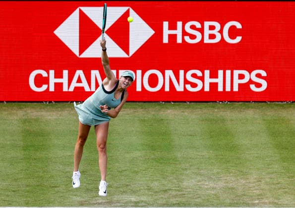 RECORD DATE NOT STATED 12th June 2026; HSBC Championships, Queens Club, West Kensington, London, England; HSBC Championships Tennis, Day Three; Amanda Anisimova (USA) serves to Iva Jovic (USA) HongboxChen