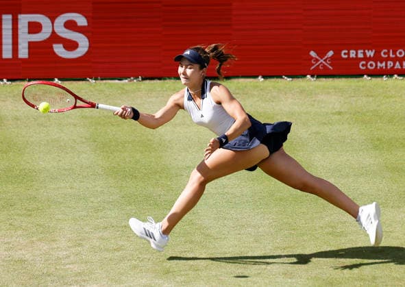 RECORD DATE NOT STATED 12th June 2026; HSBC Championships, Queens Club, West Kensington, London, England; HSBC Championships Tennis, Day Three; Iva Jovic (USA) plays a forehand shot against Amanda Anisimova (USA) HongboxChen