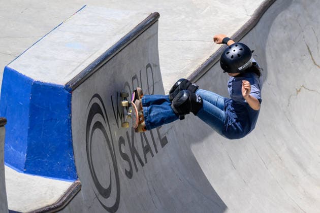 Mizuho Hasegawa of Japan competes in the quarter finals of the women s park skateboard World Cup at Ostia Park in Rome (Italy), June 12, 2026. andreaxstaccioli