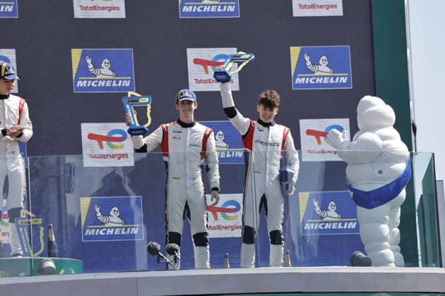 AUTO - ROAD TO LE MANS 2026 12 ROGEON Arthur (fra), RABER August (uae), Brutal Fish by Campos MLMC, Ligier JS P325 - Toyota, 20 LINDBERG Philip (den), RIED Lenny (ger), High Class Racing MLMC, Ligier JS P325 - Toyota, 19 RYBA Matus (svk), FLUXÃÄ CROSS Lucas (esp), Brutal Fish by Campos MLMC, Ligier JS P325 - Toyota, podium portrait during the Road to Le Mans 2026, 3rd round of the 2026 Michelin Le Mans Cup, from June 10 to 12, 2026 on the Circuit des 24 Heures du Mans in Le Mans, France - Le MansFrance  Copyright: xPauloxMariax