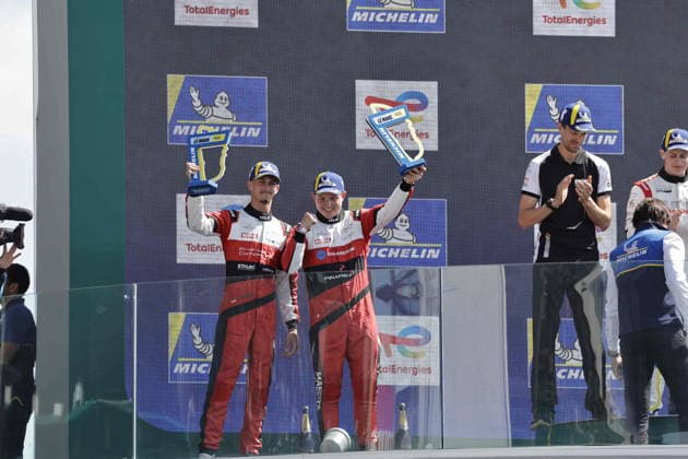 AUTO - ROAD TO LE MANS 2026 12 ROGEON Arthur (fra), RABER August (uae), Brutal Fish by Campos MLMC, Ligier JS P325 - Toyota, 20 LINDBERG Philip (den), RIED Lenny (ger), High Class Racing MLMC, Ligier JS P325 - Toyota, 19 RYBA Matus (svk), FLUXÃÄ CROSS Lucas (esp), Brutal Fish by Campos MLMC, Ligier JS P325 - Toyota, podium portrait during the Road to Le Mans 2026, 3rd round of the 2026 Michelin Le Mans Cup, from June 10 to 12, 2026 on the Circuit des 24 Heures du Mans in Le Mans, France - Le MansFrance  Copyright: xPauloxMariax
