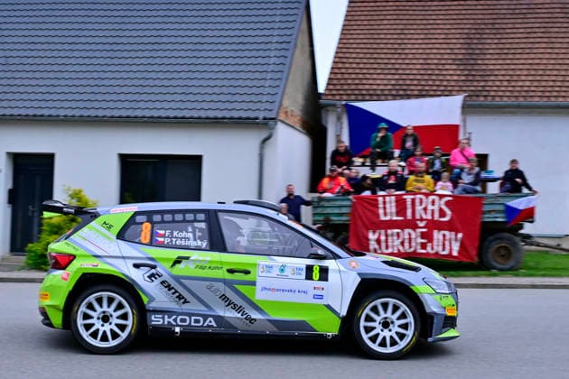 Agrotec Rally Hustopece, treti zavod mistrovstvi Ceske republiky v automobilovych soutezich, 12. cervna 2026, Kurdejov, Breclavsko. Posadka Filip Kohn a Petr Tesinsky s vozidlem Skoda Fabia RS Rally2. (CTKxPhoto VaclavxSalek) CTKPhotoP2026061207704  CTKPhotoP2026061207704