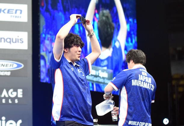 12.06.2026, xhbx, Dart World Cup of Darts 2026, v.l. Motomu Sakai (Japan), Haruki Muramatsu (Japan) (DFL DFB REGULATIONS PROHIBIT ANY USE OF PHOTOGRAPHS as IMAGE SEQUENCES and or QUASI-VIDEO) Frankfurt
