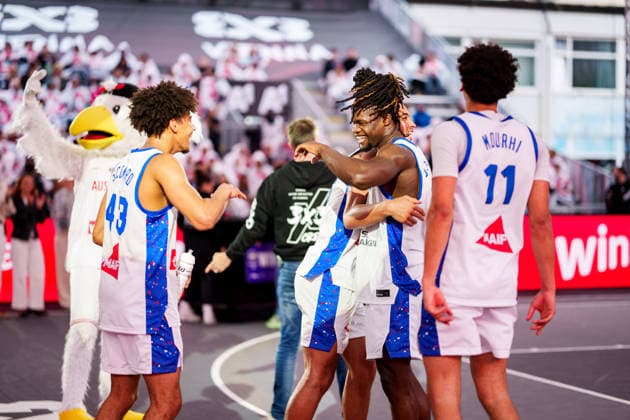 BASKETBALL - FIBA 3x3 World Tour VIENNA,AUSTRIA,12.JUN.26 - BASKETBALL - FIBA 3x3 World Tour. Image shows the rejoicing of FRA.  GEPAxpictures xEdgarxEisner