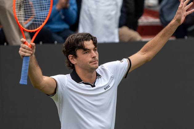 Taylor Fritz Jubel, Freude, Emotionen, Geste, Mattia Bellucci vs. Taylor Fritz, Tennis, ATP, Tennis Herren Turnier, Boss-Open, Center-Court, Viertelfinale, 12.06.2026, Mattia Bellucci vs. Taylor Fritz, Tennis, ATP-Turnier, Boss-Open, Center-Court, Viertelfinale, 12.06.2026, Stuttgart