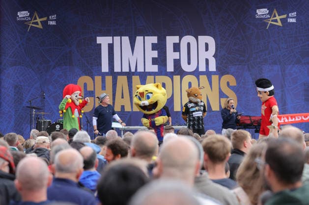 12.06.2026, xtgx,Handball, EHF Champions League, Opening Party v.l. Symbolfoto, Symbolbild Maskottchen aller Mannschaften Koeln