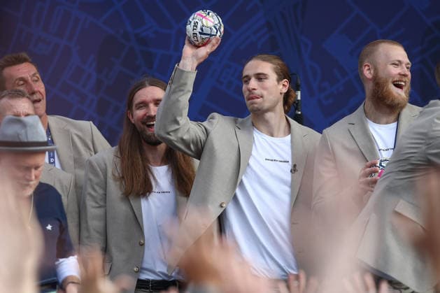 12.06.2026, xtgx,Handball, EHF Champions League, Opening Party v.l. Juri Knorr (Aalborg) Koeln