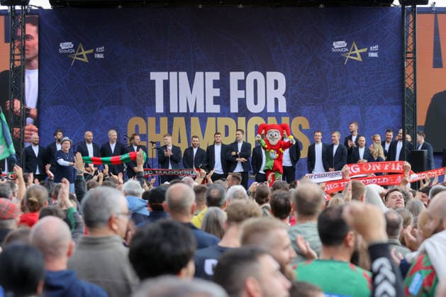 12.06.2026, xtgx,Handball, EHF Champions League, Opening Party v.l. Mannschaft des SC Magdeburg Koeln