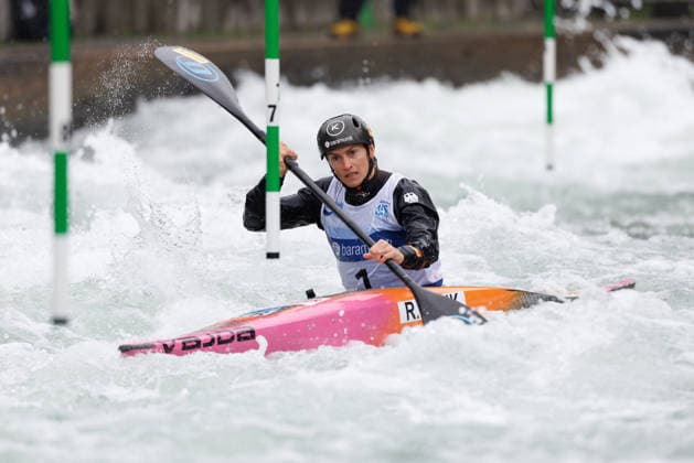 Ricarda Funk (GER) bei ICF CANOE SLALOM WORLD CUP, Kanusport, Frauen, Kajak, 2026, am 12.06.2026 in Augsburg, Eiskanal. Bayern Deutschland