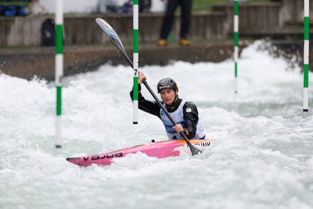 Ricarda Funk (GER) bei ICF CANOE SLALOM WORLD CUP, Kanusport, Frauen, Kajak, 2026, am 12.06.2026 in Augsburg, Eiskanal. Bayern Deutschland