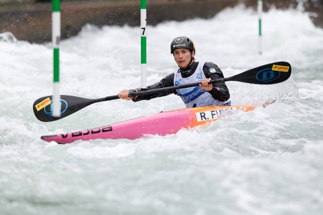 Ricarda Funk (GER) bei ICF CANOE SLALOM WORLD CUP, Kanusport, Frauen, Kajak, 2026, am 12.06.2026 in Augsburg, Eiskanal. Bayern Deutschland