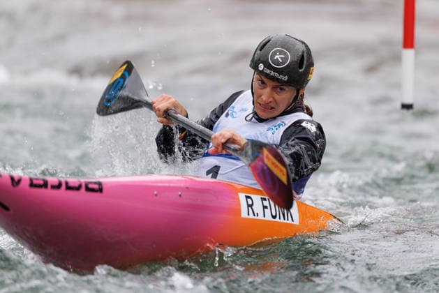 Ricarda Funk (GER) bei ICF CANOE SLALOM WORLD CUP, Kanusport, Frauen, Kajak, 2026, am 12.06.2026 in Augsburg, Eiskanal. Bayern Deutschland