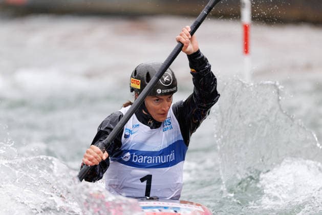 Ricarda Funk (GER) bei ICF CANOE SLALOM WORLD CUP, Kanusport, Frauen, Kajak, 2026, am 12.06.2026 in Augsburg, Eiskanal. Bayern Deutschland