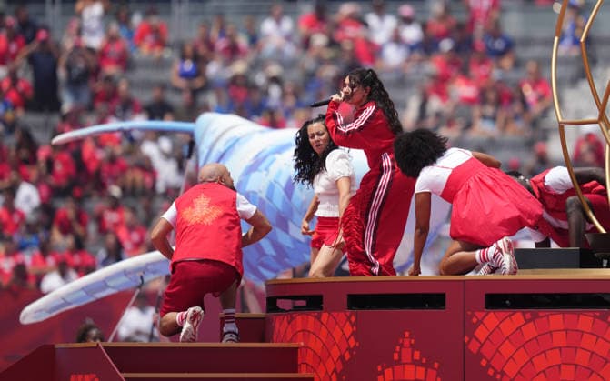 Jessie Reyez (Canada) looks on during Canada and Bosnia and Herzegovina, Group B FIFA World Cup, WM, Weltmeisterschaft, Fussball 2026, Toronto Stadium, Toronto, Canada on June 12, 2026. Thor Wegner DeFodi Images. (Photo by DeFodi Images) -