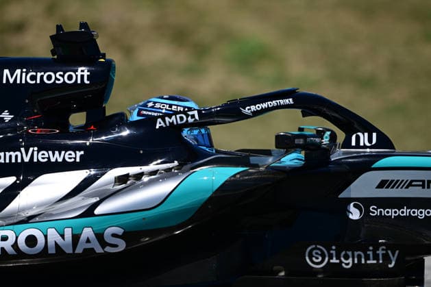 F1 Grand Prix of Barcelona-Catalunya - Practice George Russell of Mercedes-AMG Petronas drives during free practice for the Barcelona - Catalunya Grand Prix at Circuit de Catalunya in Montmelo, Spain, on June 12, 2026. MontmelÃ² Catalunya Spain  Copyright: xAndreaxDiodatox originalFilename:diodato-barcelon260612_nptQM.jpg