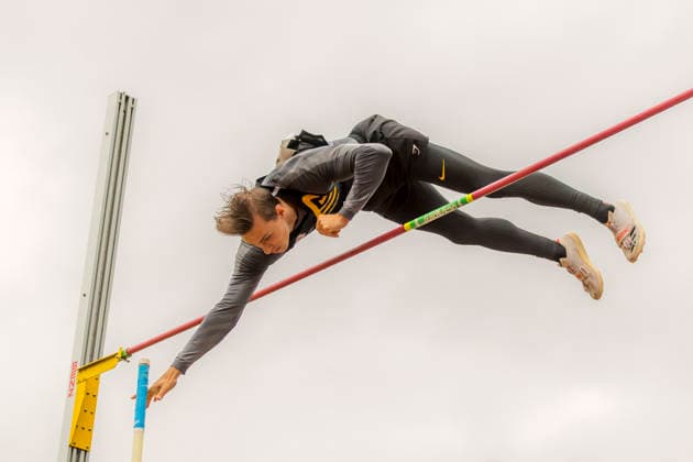 Ingolstadt, Deutschland 12. Juni 2026: Leichtathletik - MTV Meet-IN 2026 Im Bild: Marec Metzger (TSV Gräfelfing) beim Stabhochsprung MTV-Stadion Bayern