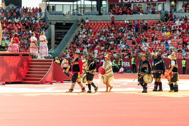 A general view of opening ceremony of Canada before FIFA World Cup, WM, Weltmeisterschaft, Fussball game between Canada and Bosnia and Herzegovina at Toronto Stadium on June 12, 2026 in Toronto, Ontario, Canada  Copyright: xCurtisxWongx xSPPx Sportspressphoto_SPR165286